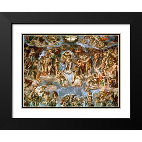 Il Giudizio Universale Black Modern Wood Framed Art Print with Double Matting by Buonarroti, Michelangelo