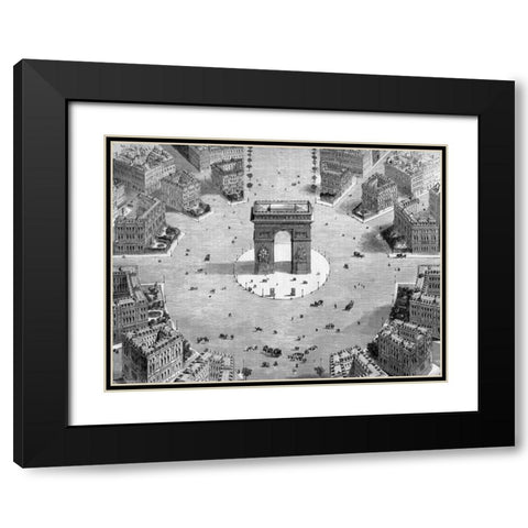 Illustration of the Place de lEtoile, 1857 (detail) Black Modern Wood Framed Art Print with Double Matting by Anonymous