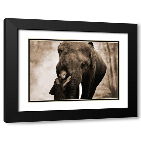 Healing Embrace Black Modern Wood Framed Art Print with Double Matting by Moreau, Marc