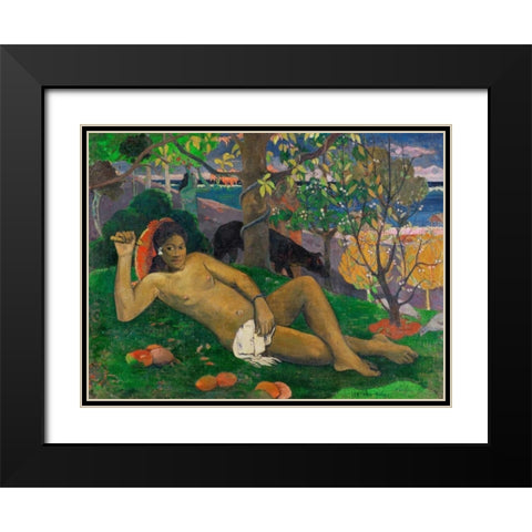 Te arii vahine (The Kings Wife) Black Modern Wood Framed Art Print with Double Matting by Gauguin, Paul
