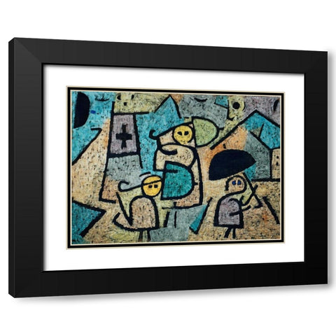 Protected Children Black Modern Wood Framed Art Print with Double Matting by Klee, Paul