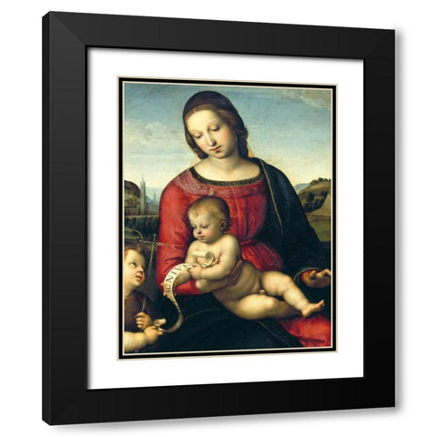 Madonna Terranuova Black Modern Wood Framed Art Print with Double Matting by Raffaello