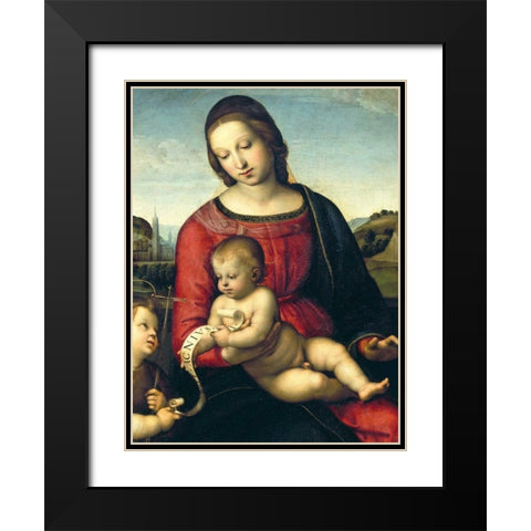 Madonna Terranuova Black Modern Wood Framed Art Print with Double Matting by Raffaello