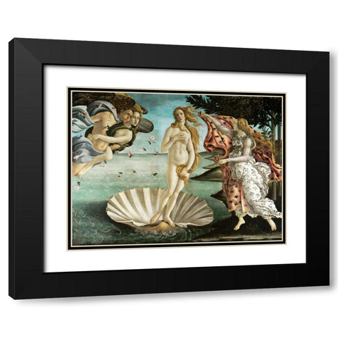 La nascita di Venere Black Modern Wood Framed Art Print with Double Matting by Botticelli, Sandro