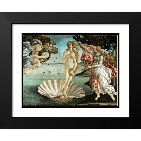 La nascita di Venere Black Modern Wood Framed Art Print with Double Matting by Botticelli, Sandro