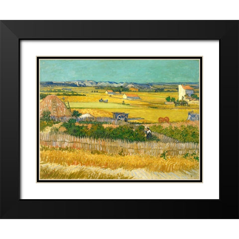 De oogst Black Modern Wood Framed Art Print with Double Matting by van Gogh, Vincent