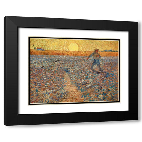 The Sower Black Modern Wood Framed Art Print with Double Matting by Van gogh, Vincent