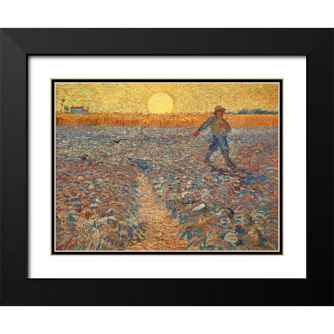 The Sower Black Modern Wood Framed Art Print with Double Matting by Van gogh, Vincent