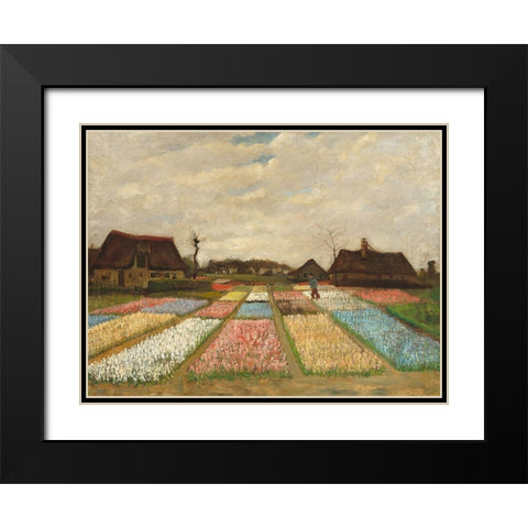 Flower Beds in Holland Black Modern Wood Framed Art Print with Double Matting by Vincent, van Gogh