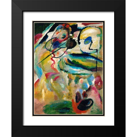 Composition Black Modern Wood Framed Art Print with Double Matting by Kandinsky, Wassily