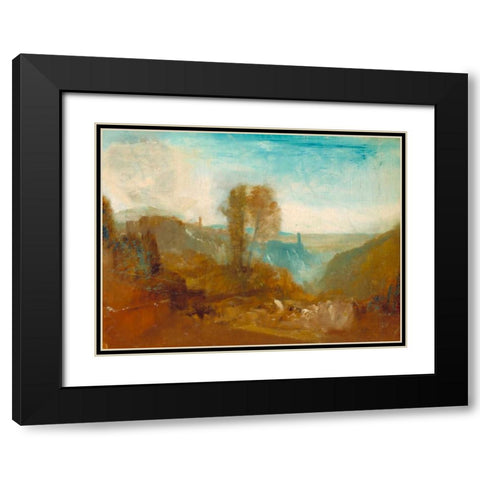 Tivoli - the Cascatelle Black Modern Wood Framed Art Print with Double Matting by Turner, William