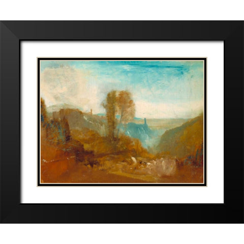 Tivoli - the Cascatelle Black Modern Wood Framed Art Print with Double Matting by Turner, William