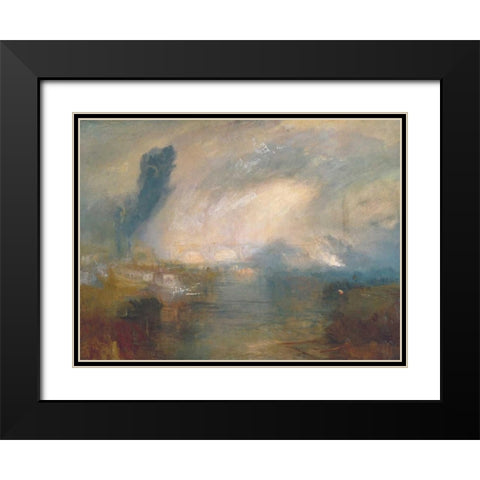 The Thames above Waterloo Bridge Black Modern Wood Framed Art Print with Double Matting by Turner, William