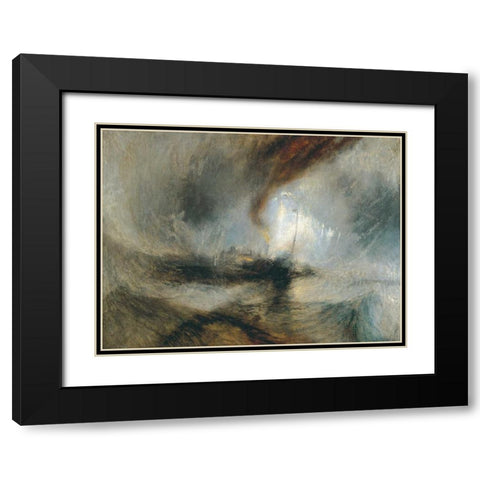 Snow Storm - Steam Boat off a Harbours Mouth Black Modern Wood Framed Art Print with Double Matting by Turner, William