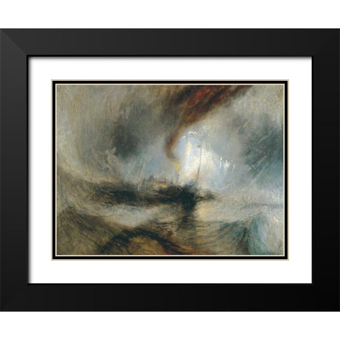 Snow Storm - Steam Boat off a Harbours Mouth Black Modern Wood Framed Art Print with Double Matting by Turner, William