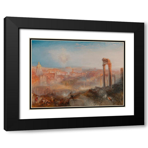 Modern Rome, Campo Vaccino Black Modern Wood Framed Art Print with Double Matting by Turner, William