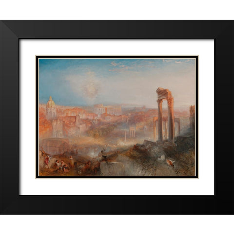 Modern Rome, Campo Vaccino Black Modern Wood Framed Art Print with Double Matting by Turner, William