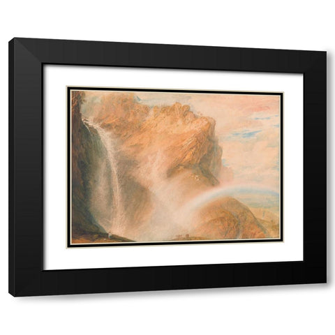 Upper Fall of the Reichenbach, Rainbow Black Modern Wood Framed Art Print with Double Matting by Turner, William