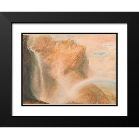 Upper Fall of the Reichenbach, Rainbow Black Modern Wood Framed Art Print with Double Matting by Turner, William