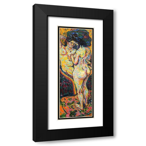 Two Nudes Black Modern Wood Framed Art Print with Double Matting by Kirchner, Ernst Ludwig