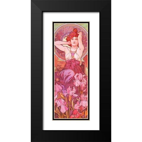 Amethyst Black Modern Wood Framed Art Print with Double Matting by Mucha, Alphonse