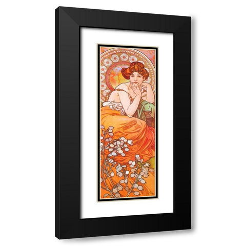 Topaz Black Modern Wood Framed Art Print with Double Matting by Mucha, Alphonse