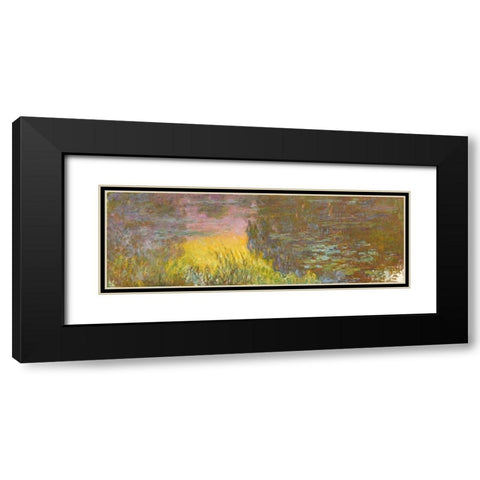 The Water Lilies - Setting Sun Black Modern Wood Framed Art Print with Double Matting by Monet, Claude