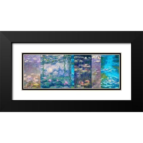 Waterlilies I Black Modern Wood Framed Art Print with Double Matting by Monet, Claude