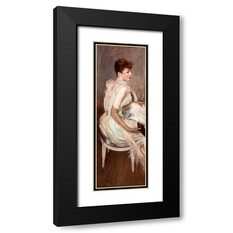 Ritratto della contessa de Leusse Black Modern Wood Framed Art Print with Double Matting by Boldini, Giovanni