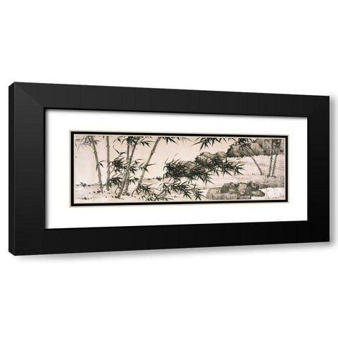 Bamboo under Spring Rain Black Modern Wood Framed Art Print with Double Matting by Chang, Xia