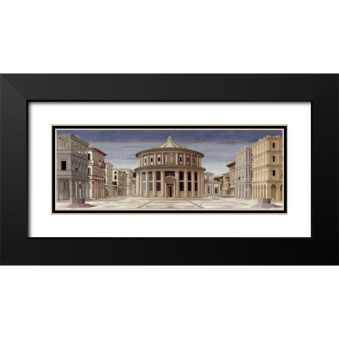 La citta ideale Black Modern Wood Framed Art Print with Double Matting by della Francesca, Piero