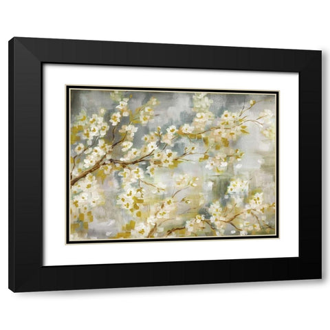 Golden Cherry Blossoms Black Modern Wood Framed Art Print with Double Matting by Tre Sorelle Studios