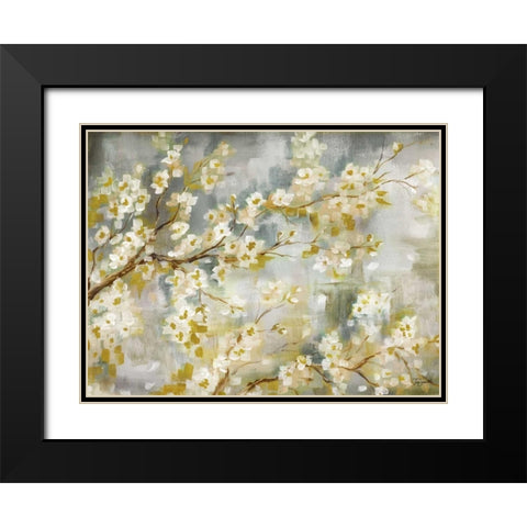 Golden Cherry Blossoms Black Modern Wood Framed Art Print with Double Matting by Tre Sorelle Studios