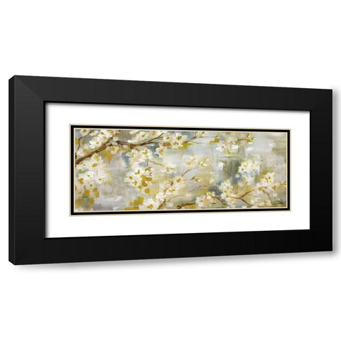 Golden Cherry Blossoms Panel Black Modern Wood Framed Art Print with Double Matting by Tre Sorelle Studios