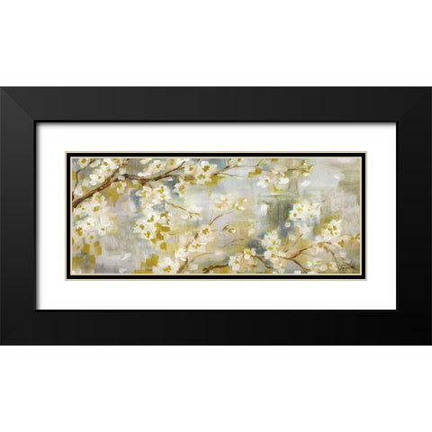 Golden Cherry Blossoms Panel Black Modern Wood Framed Art Print with Double Matting by Tre Sorelle Studios