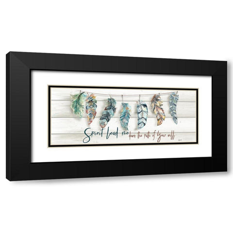 Tribal Feathers Sign Black Modern Wood Framed Art Print with Double Matting by Tre Sorelle Studios