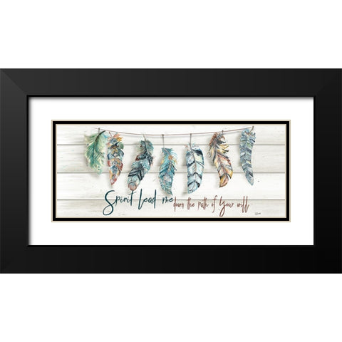 Tribal Feathers Sign Black Modern Wood Framed Art Print with Double Matting by Tre Sorelle Studios