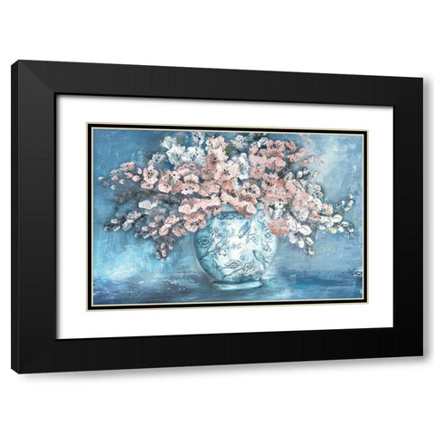 Cherry Blossoms in Chinoiserie Ginger Jar Black Modern Wood Framed Art Print with Double Matting by Tre Sorelle Studios
