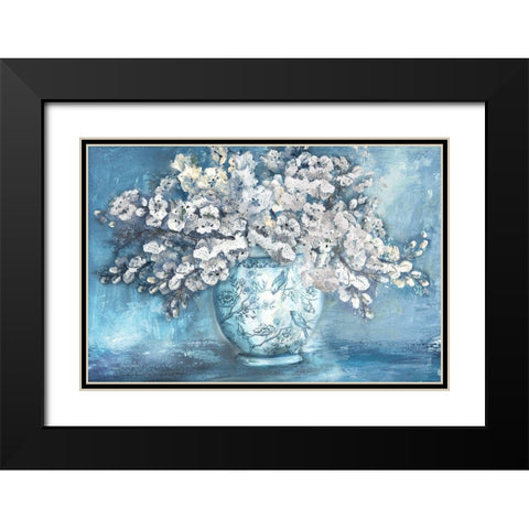 Cherry Blossoms in Chinoiserie Ginger Jar white Black Modern Wood Framed Art Print with Double Matting by Tre Sorelle Studios