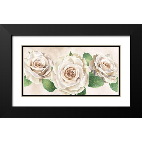Ivory  Roses landscape I Black Modern Wood Framed Art Print with Double Matting by Wilson, Kelsey