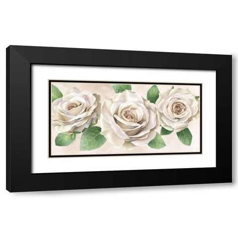 Ivory  Roses landscape II Black Modern Wood Framed Art Print with Double Matting by Wilson, Kelsey