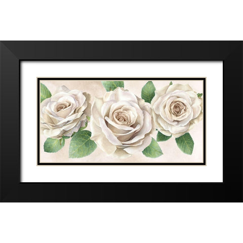 Ivory  Roses landscape II Black Modern Wood Framed Art Print with Double Matting by Wilson, Kelsey