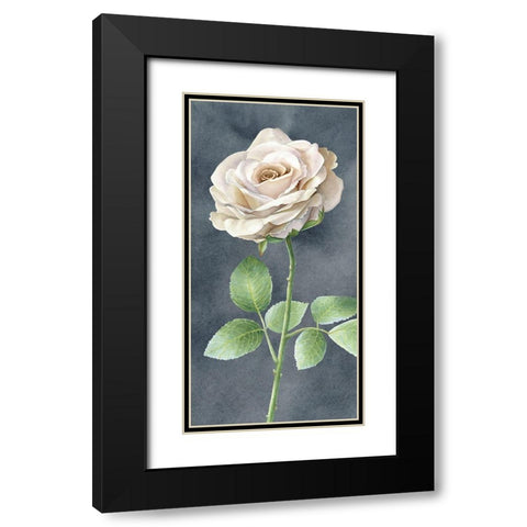 Ivory  Roses on gray panel I Black Modern Wood Framed Art Print with Double Matting by Wilson, Kelsey