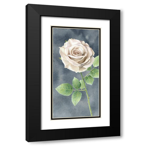 Ivory  Roses on gray panel II Black Modern Wood Framed Art Print with Double Matting by Wilson, Kelsey