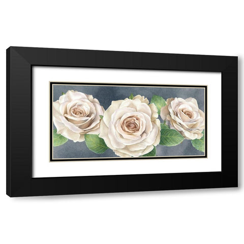Ivory  Roses on gray landscape I Black Modern Wood Framed Art Print with Double Matting by Wilson, Kelsey