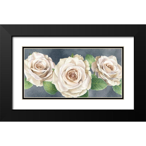 Ivory  Roses on gray landscape I Black Modern Wood Framed Art Print with Double Matting by Wilson, Kelsey