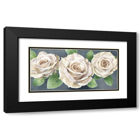 Ivory  Roses on gray landscape II Black Modern Wood Framed Art Print with Double Matting by Wilson, Kelsey