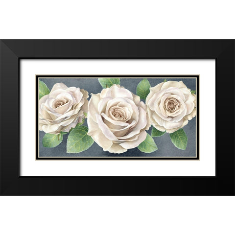 Ivory  Roses on gray landscape II Black Modern Wood Framed Art Print with Double Matting by Wilson, Kelsey