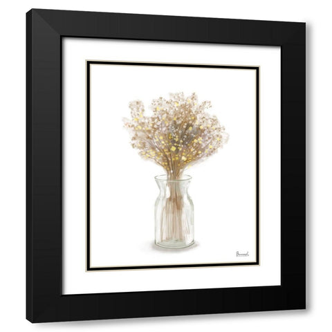 Dried Flower yellow II Black Modern Wood Framed Art Print with Double Matting by Bannarot