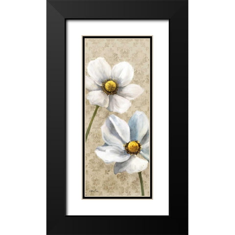 Winter White Poppies Panel I Black Modern Wood Framed Art Print with Double Matting by Milan, Vittorio